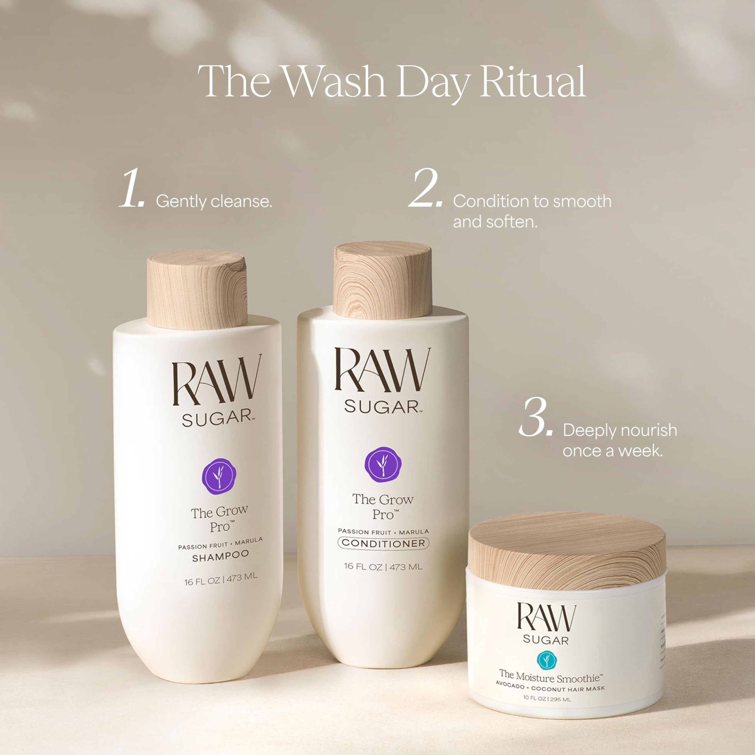 Raw Sugar Grow Pro fragrance shot showcases passion fruit and marula notes
