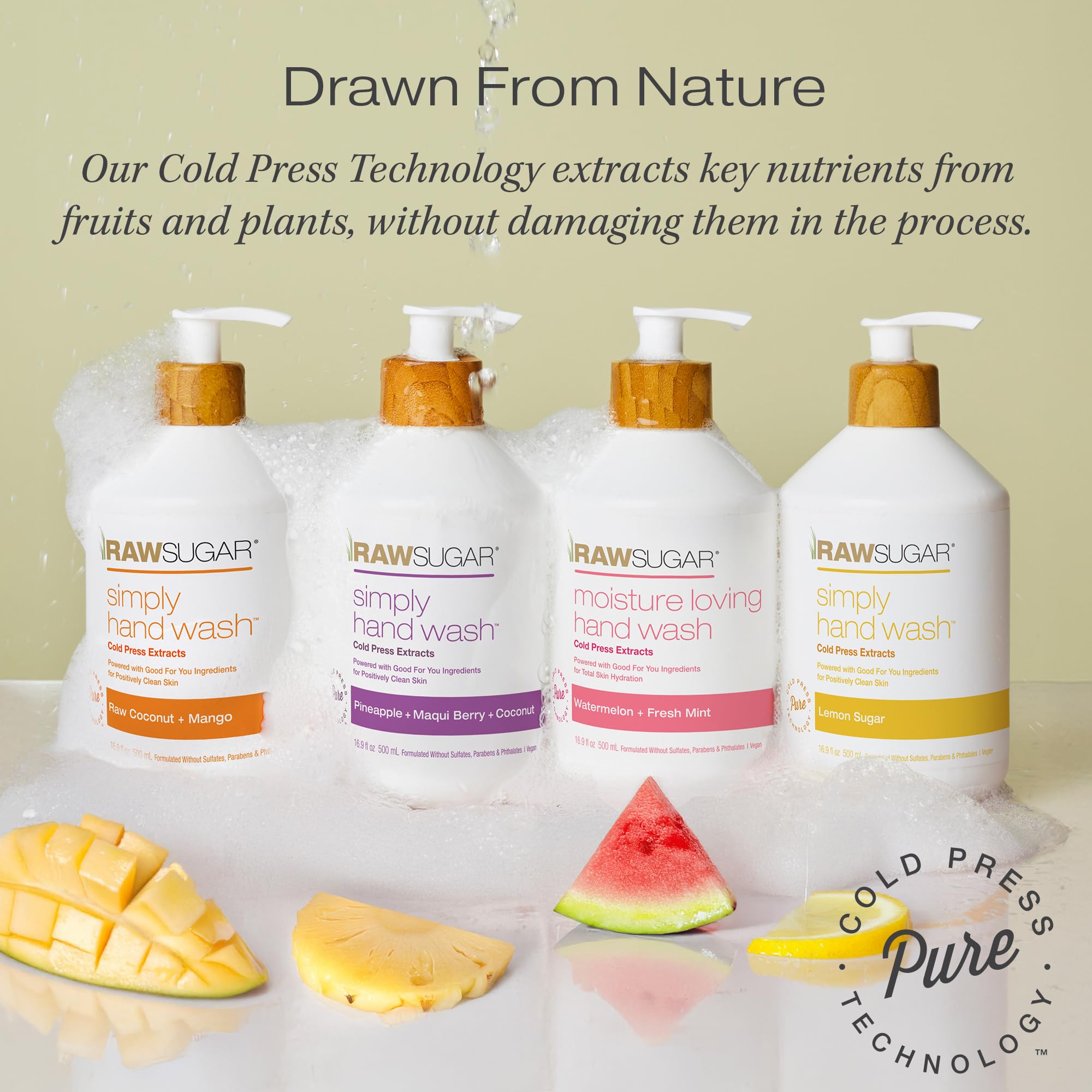 RAW SUGAR Hand wash bundle 4-pack front view for gifting and shared use