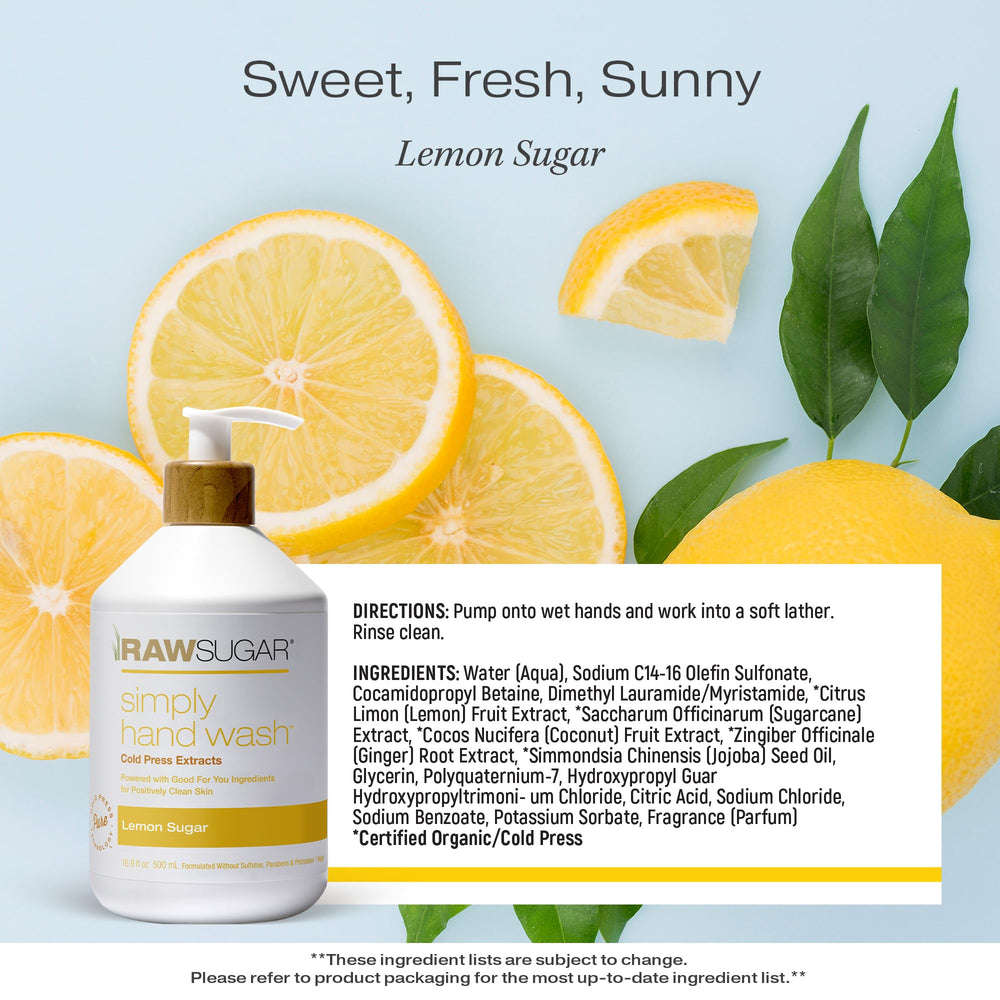 RAW SUGAR lemon sugar fragrance close-up highlighting fruity aroma and clean scent.