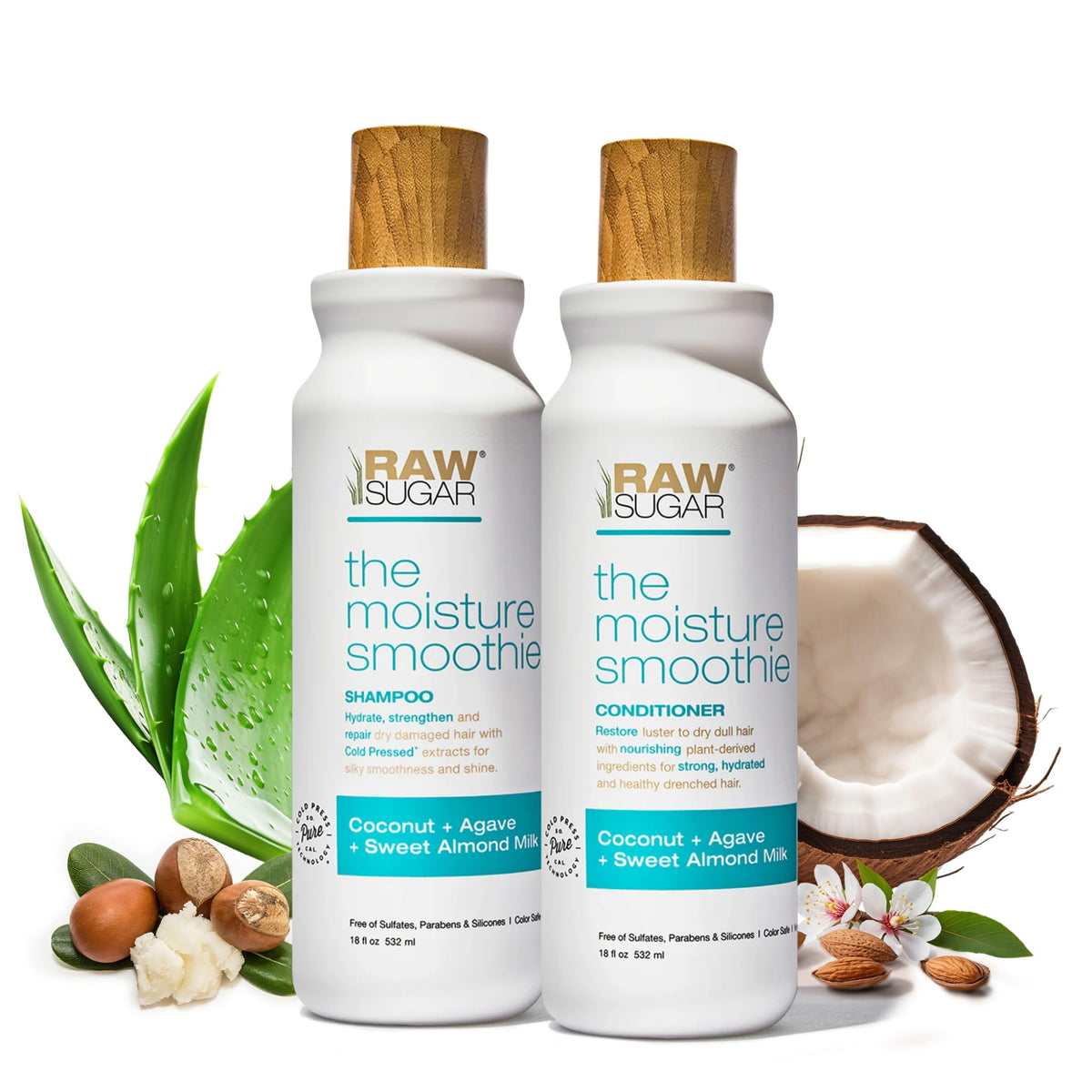 Raw Sugar Moisture Smoothie shampoo bottle promotes deep hydration for dry hair