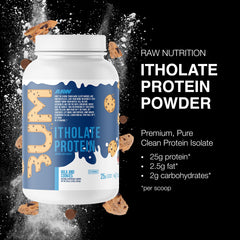 RAW Whey Isolate Milk & Cookie shaker pour for quick post-workout fueling.