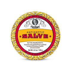 Rawleigh Antiseptic Salve iconically yellow tin shows the product for minor skin care.