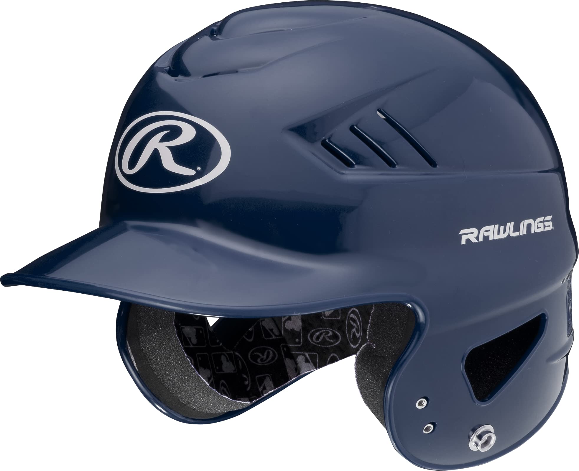 Rawlings COOLFLO youth helmet front view with navy finish and cooling vents for hot practices