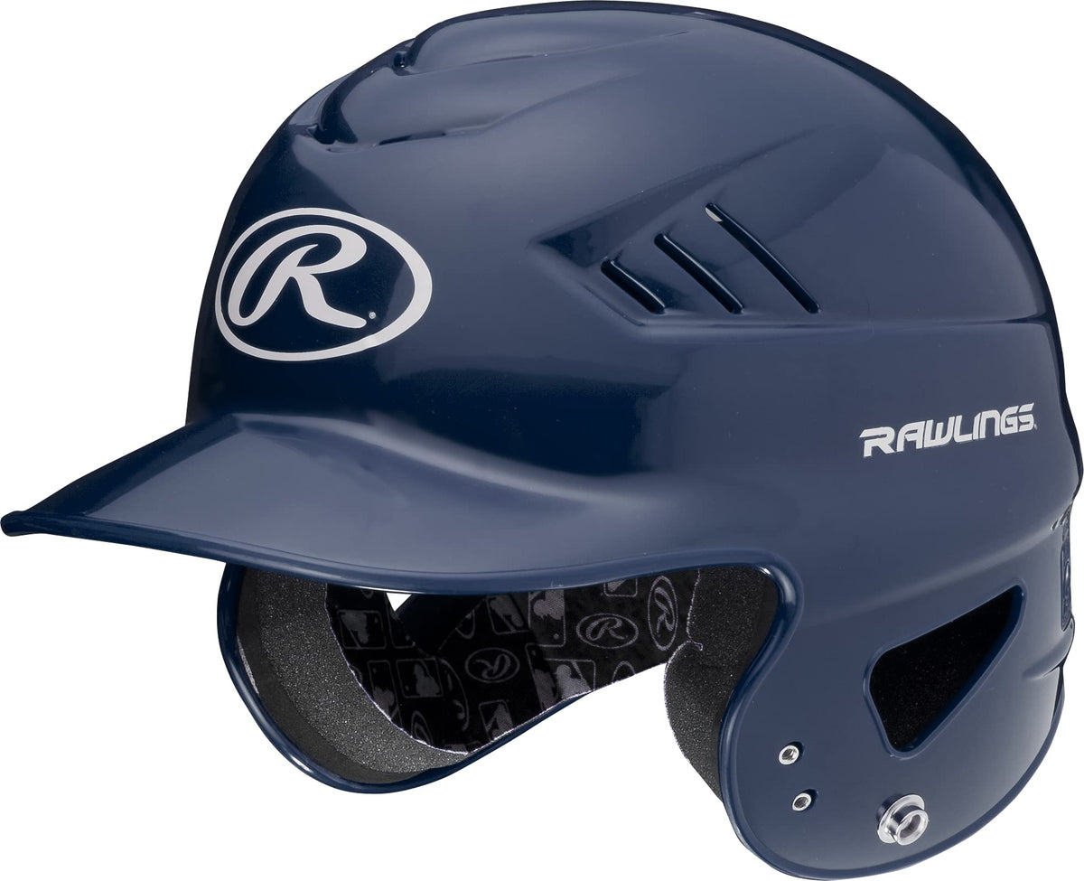 Rawlings COOLFLO youth helmet front view with navy finish and cooling vents for hot practices