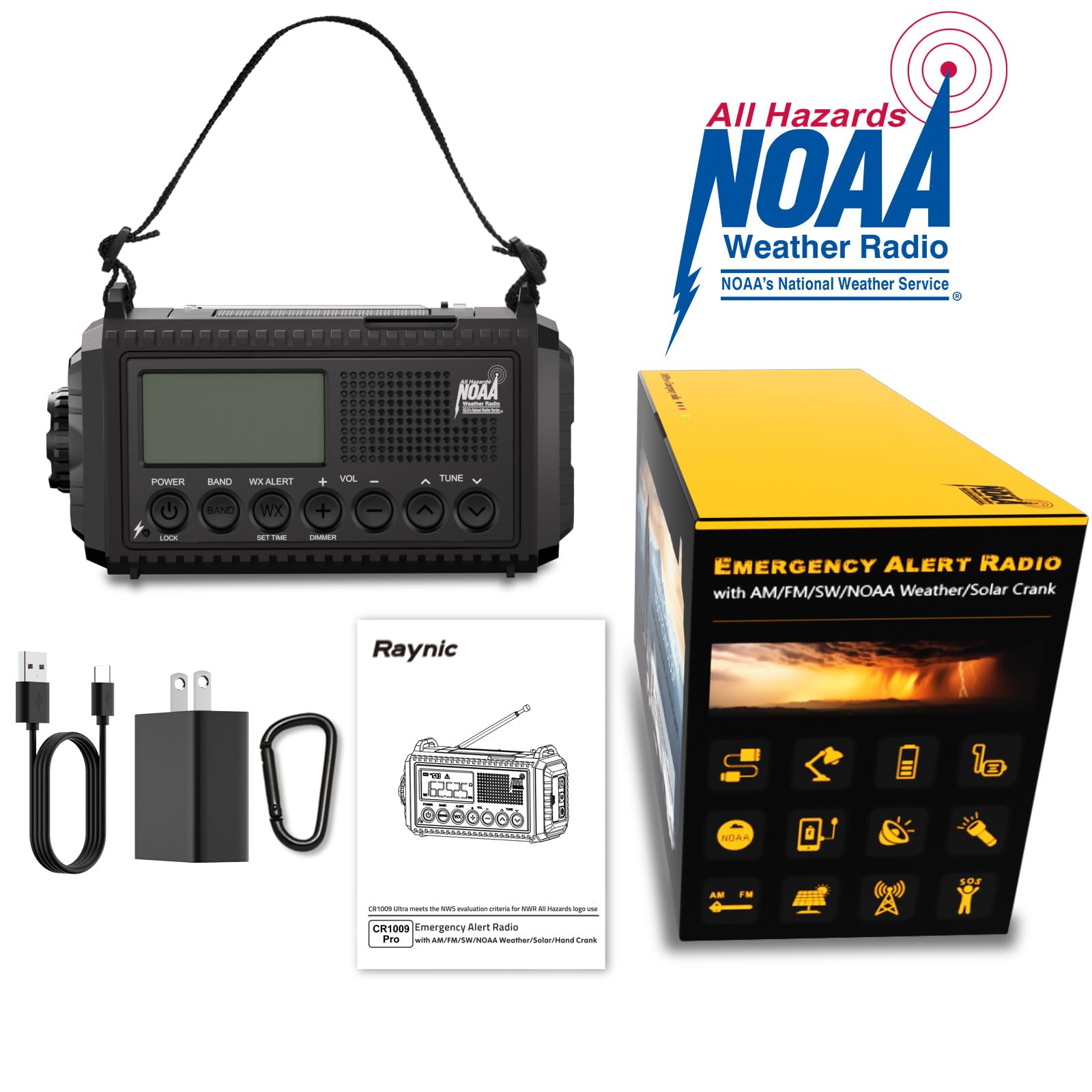 Raynic NOAA weather radio compact portable size for travel and camping