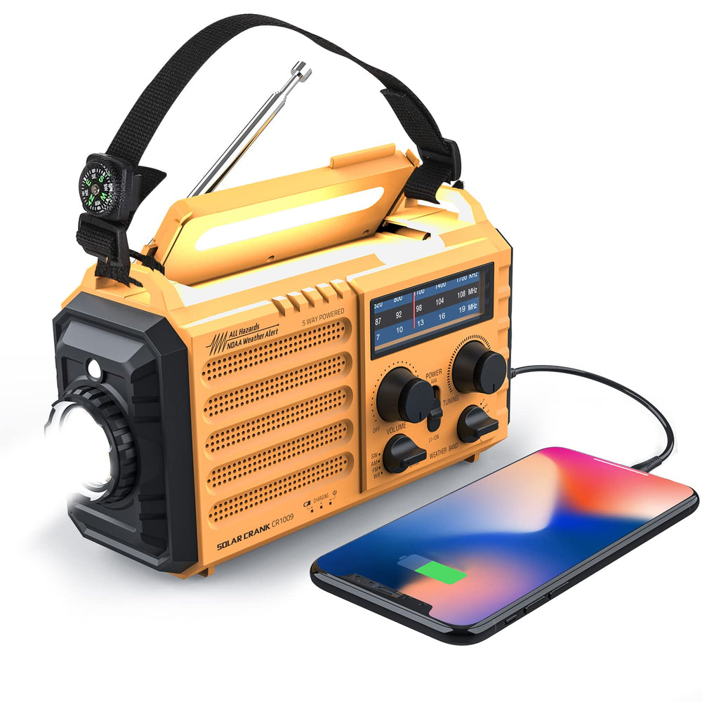 Raynic Weather Radio front view with accessible controls for quick emergency setup.