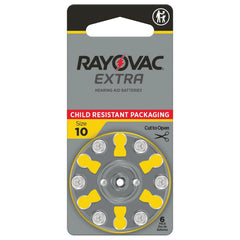 Rayovac Extra Size 10 pack opening edge shows user-friendly packaging for easy access.