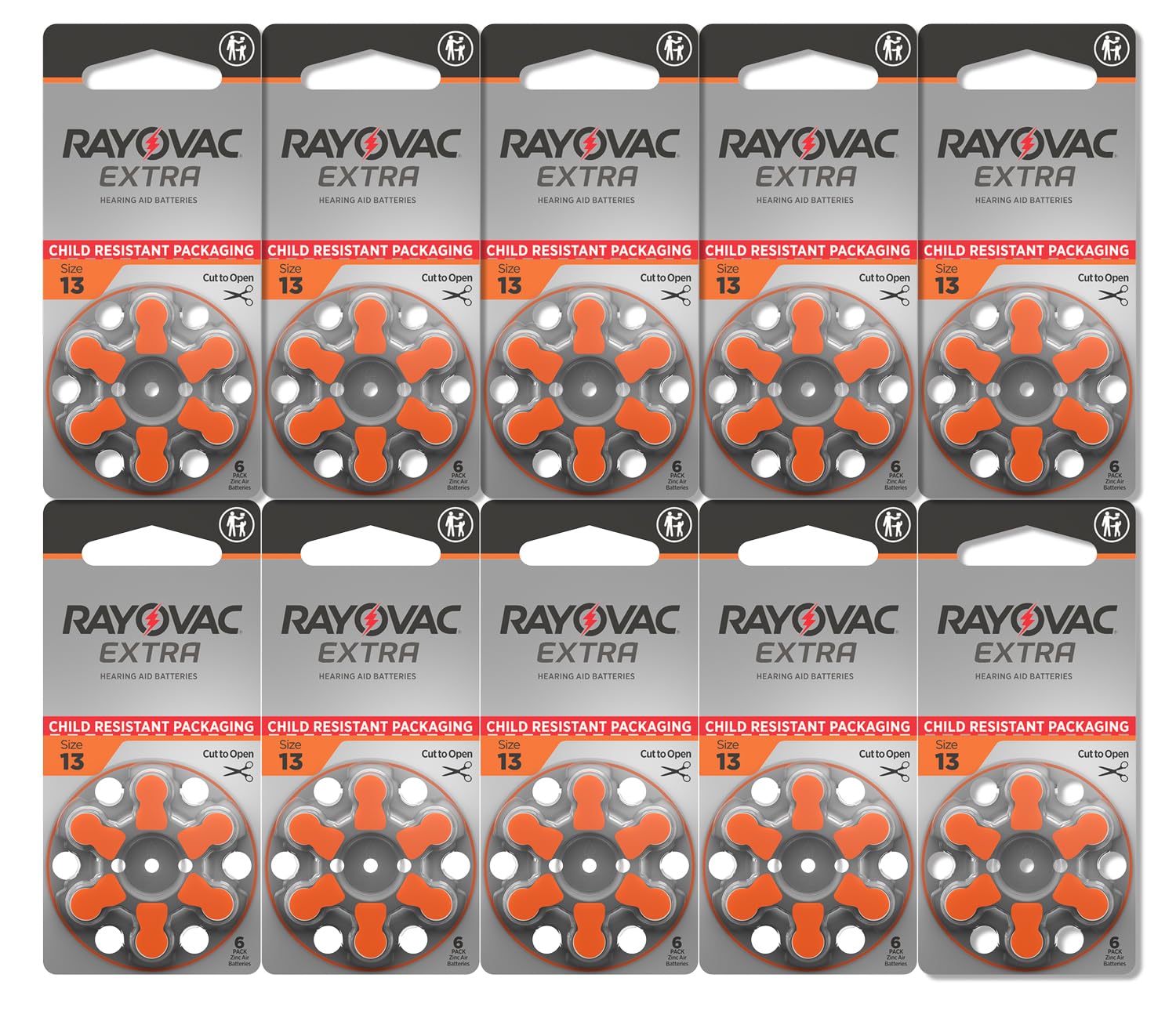 Rayovac Extra size 13 batteries in packaging, ready for everyday listening.