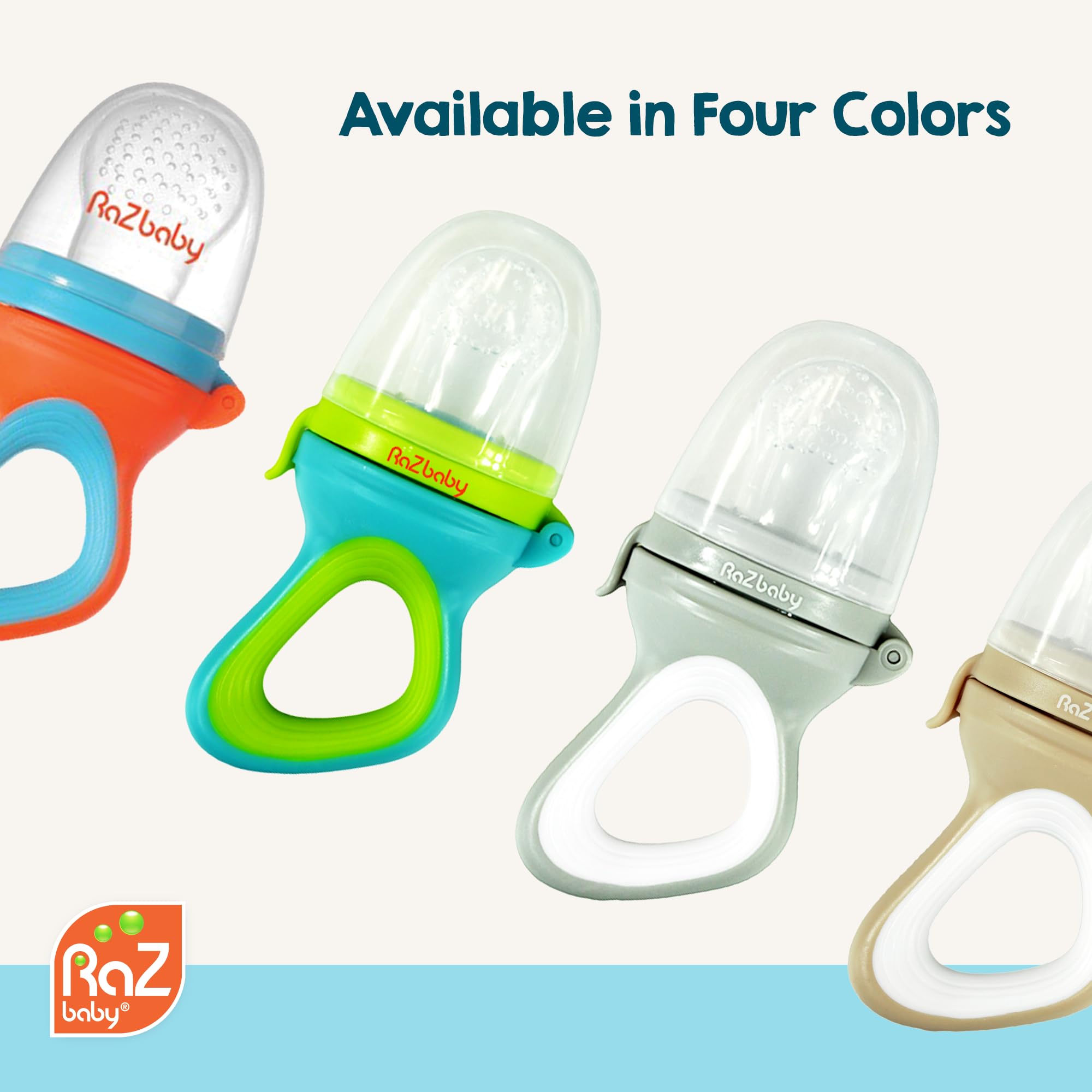 RaZbaby blue and orange 2-pack shown during feeding session.