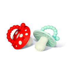 RaZbaby Chompy teether in soft silicone, gentle on gums and soothing for teething.