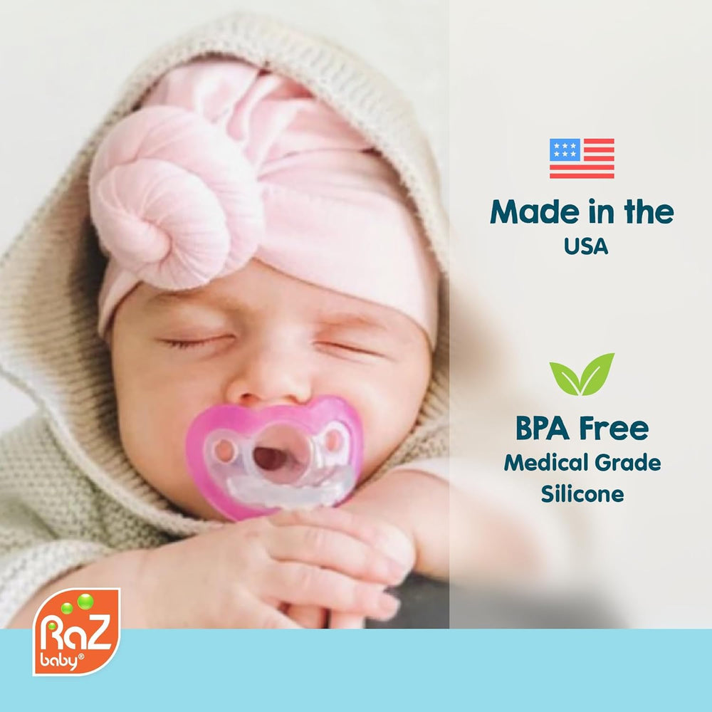 RaZbaby JollyPop pacifier made in the USA with durable construction