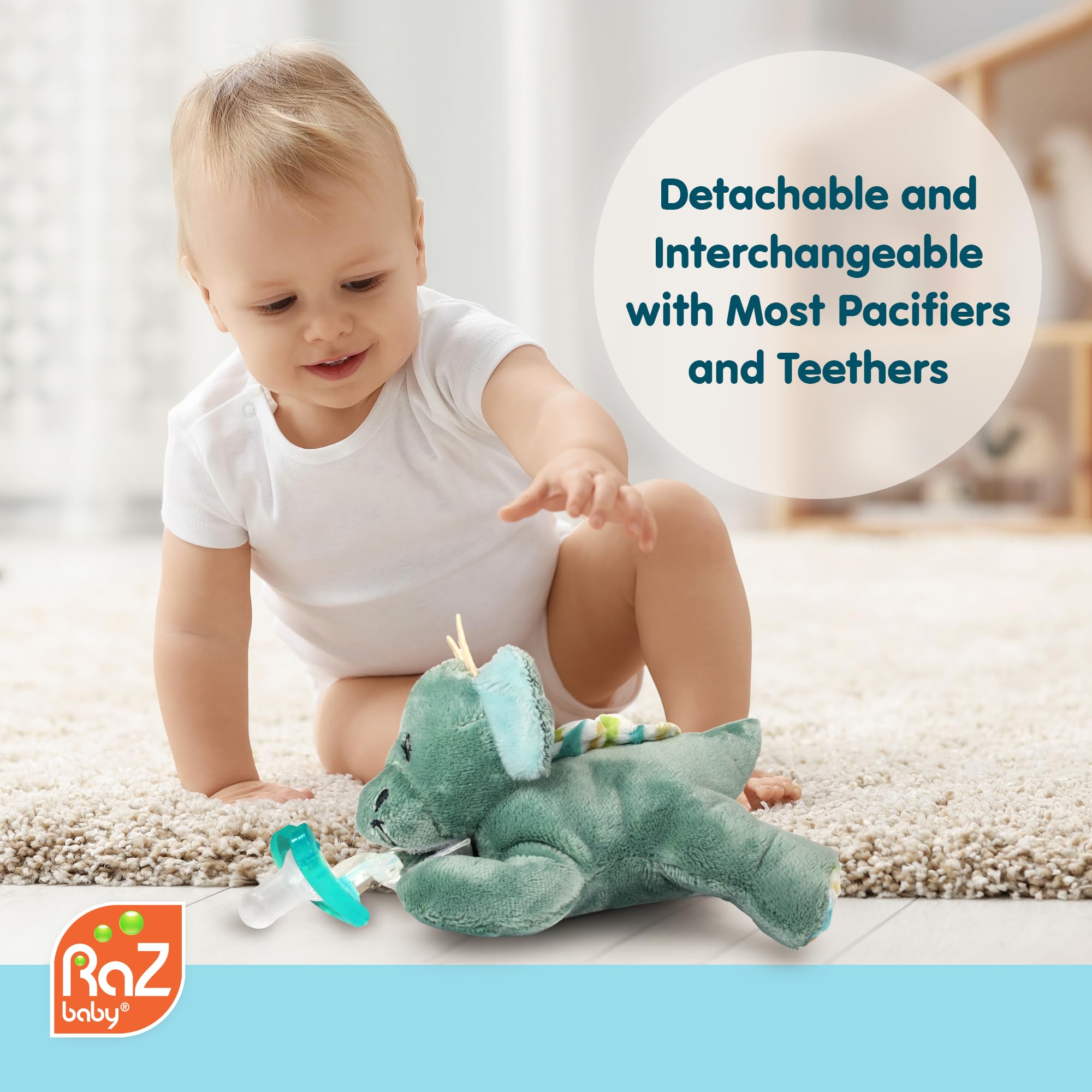 RaZbaby RaZbuddy plush is machine-washable for effortless cleanup.