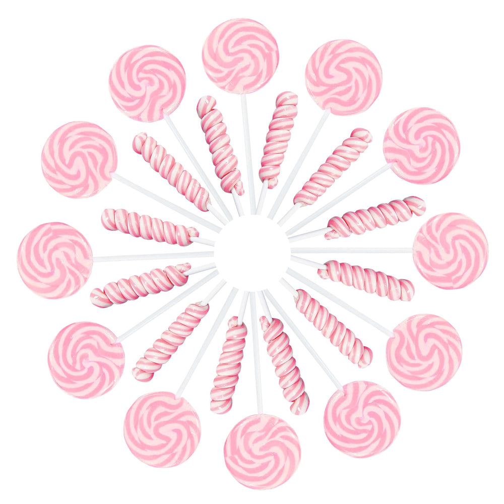 RBBZ Party pink candy lollipops individually wrapped for clean, portable favors