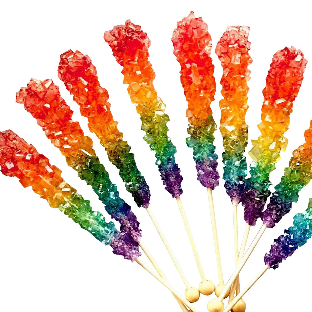RBBZ Party Rainbow Rock Candy Stick 2 brightens dessert tables with rainbow sparkle.