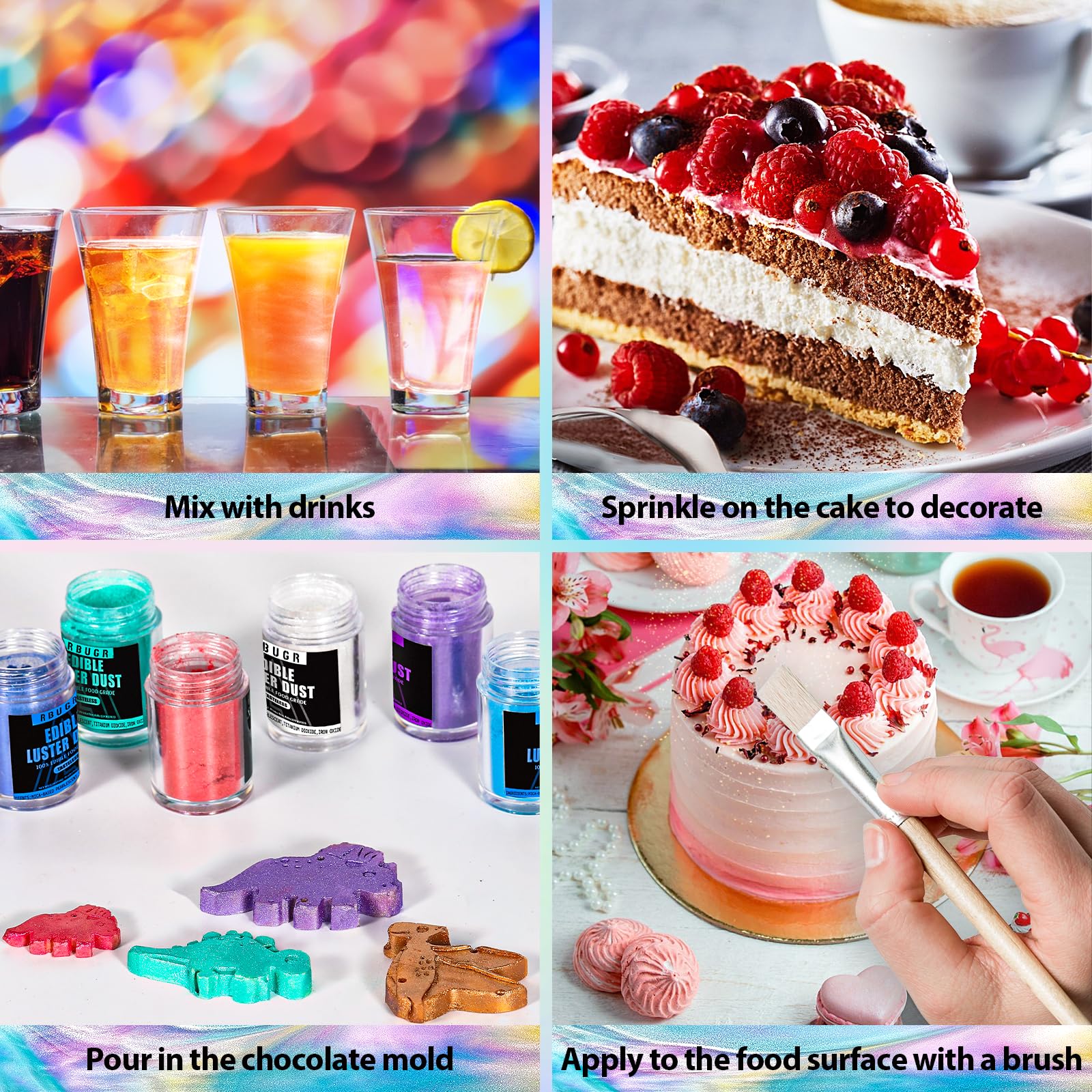 RBUGR glitter dust on chocolates adds dazzling edible shine.