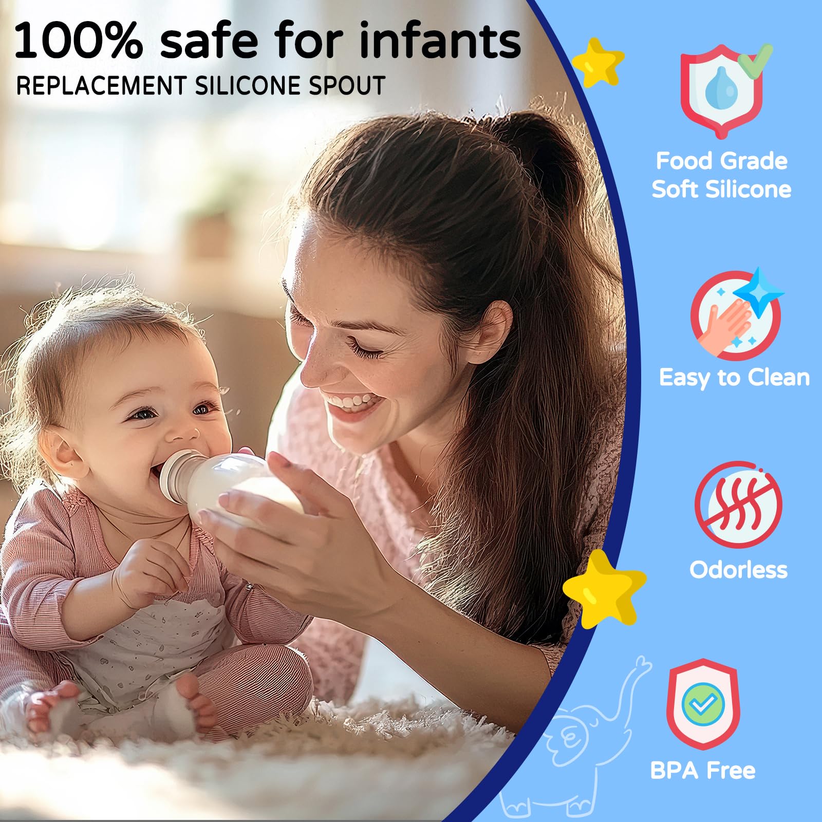 RBUGR silicone spouts for NUK Learner cups enable easy sipping.