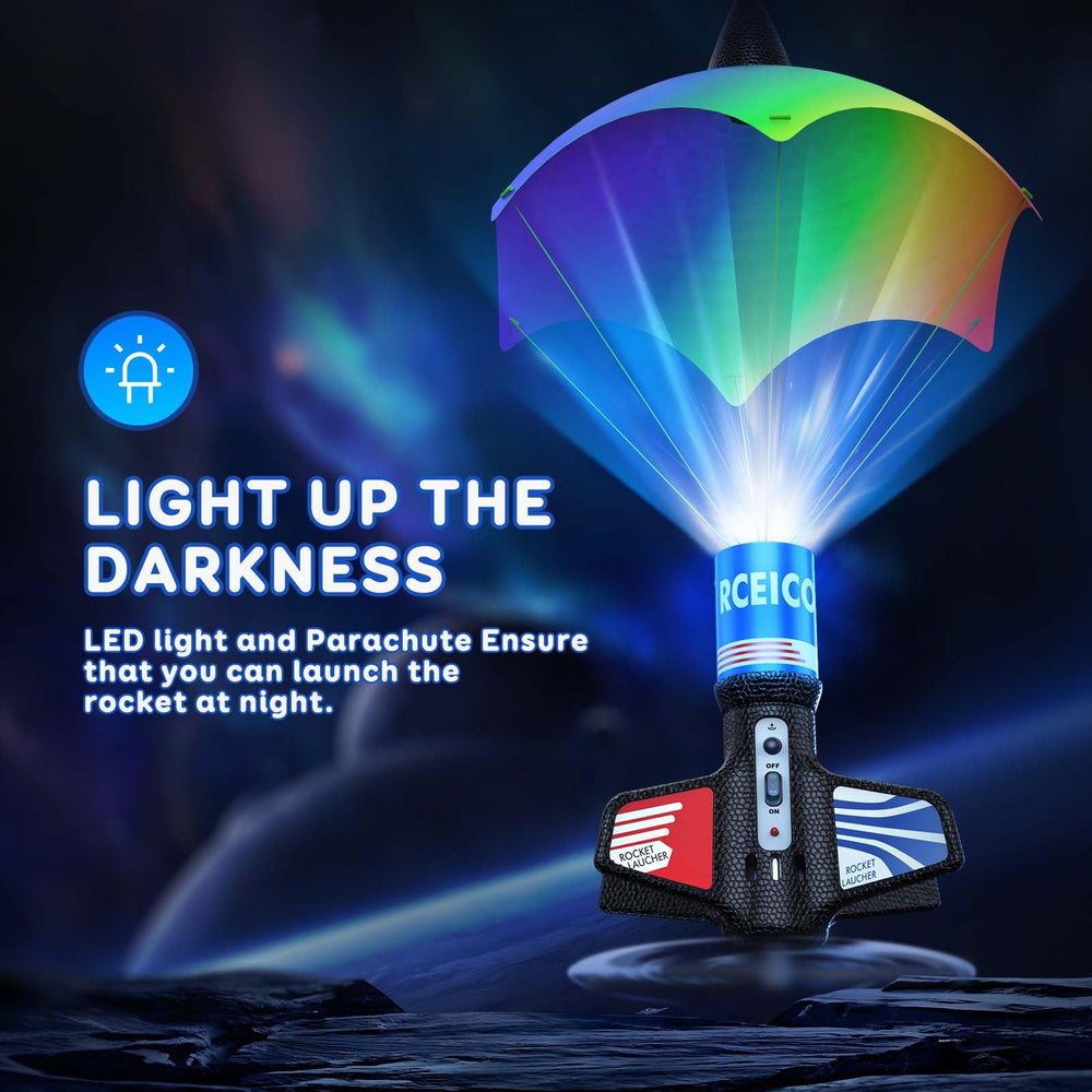 Rceico rocket parachute enables gentle landings after high-altitude flights.