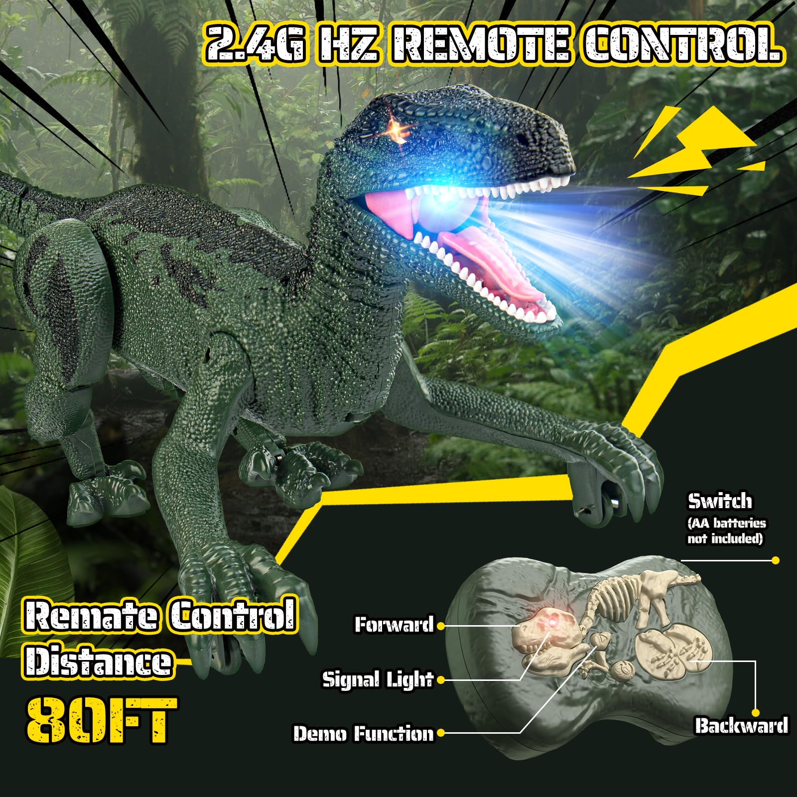 Rcfunkid dinosaur toy lifelike textures and 3D eyes captivate youngsters