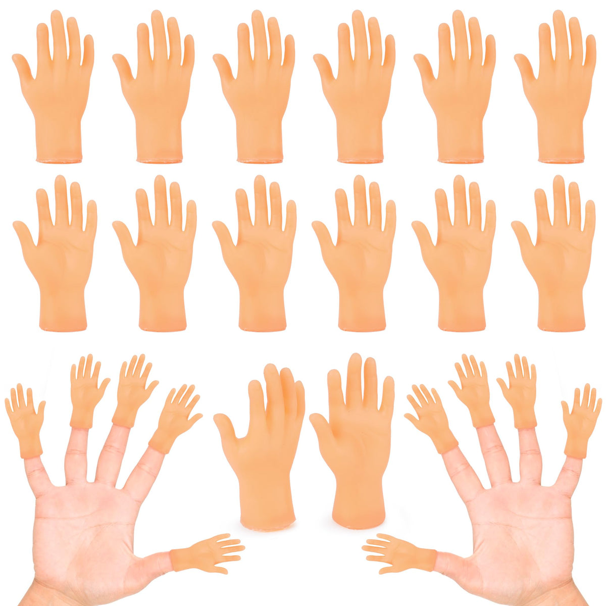 Rclxl 30-pcs tiny finger hands set for puppetry and party favors.