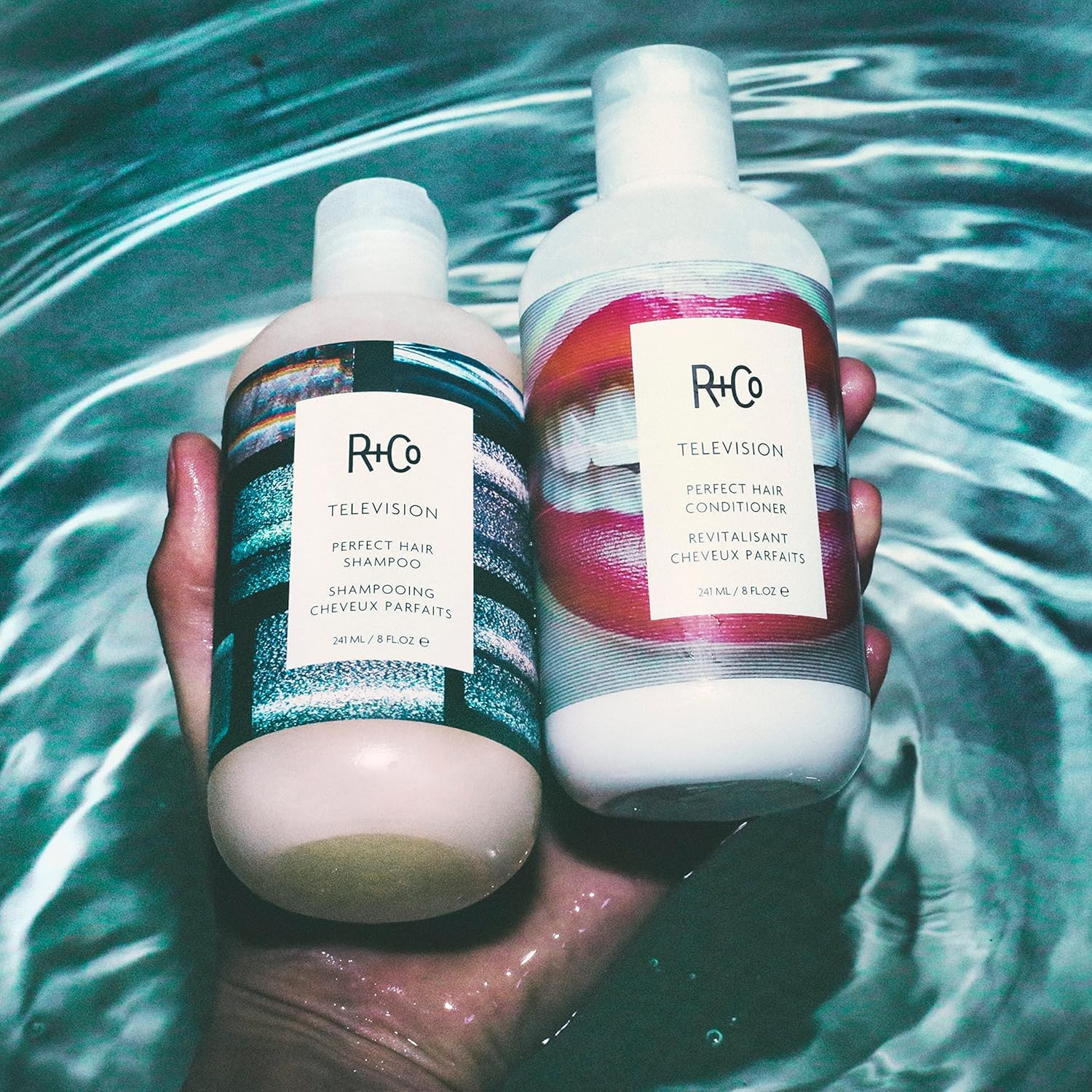 R+Co Television bottle with pump enables easy, precise application