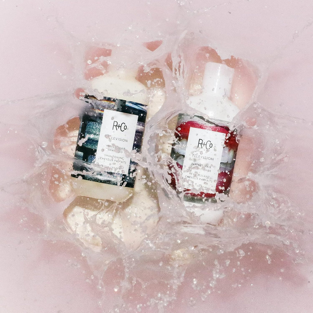 R+Co Television conditioner bottle provides detangling moisture for smooth hair