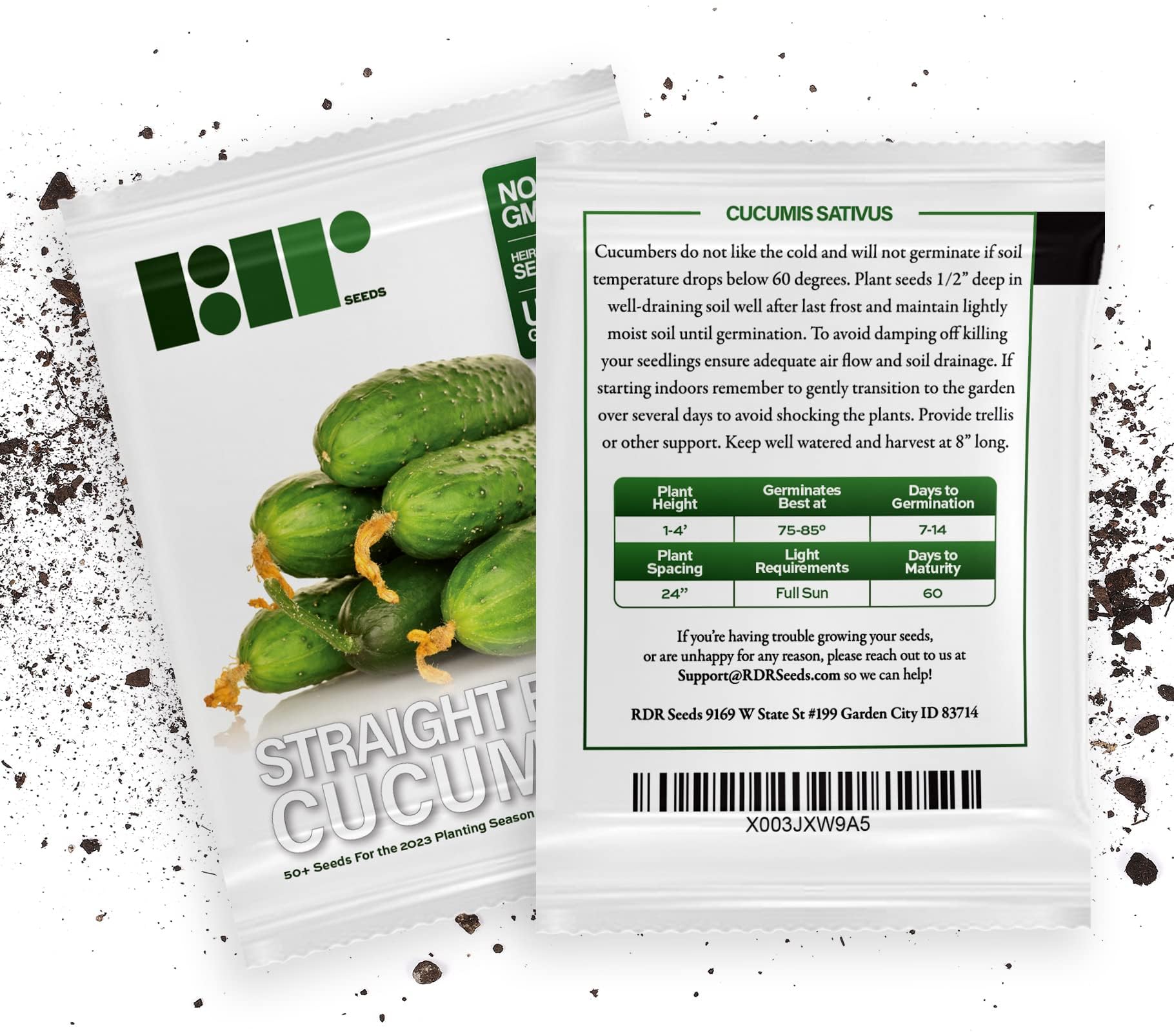 RDR Seeds Heirloom, Non-GMO, USA-grown cucumber variety.