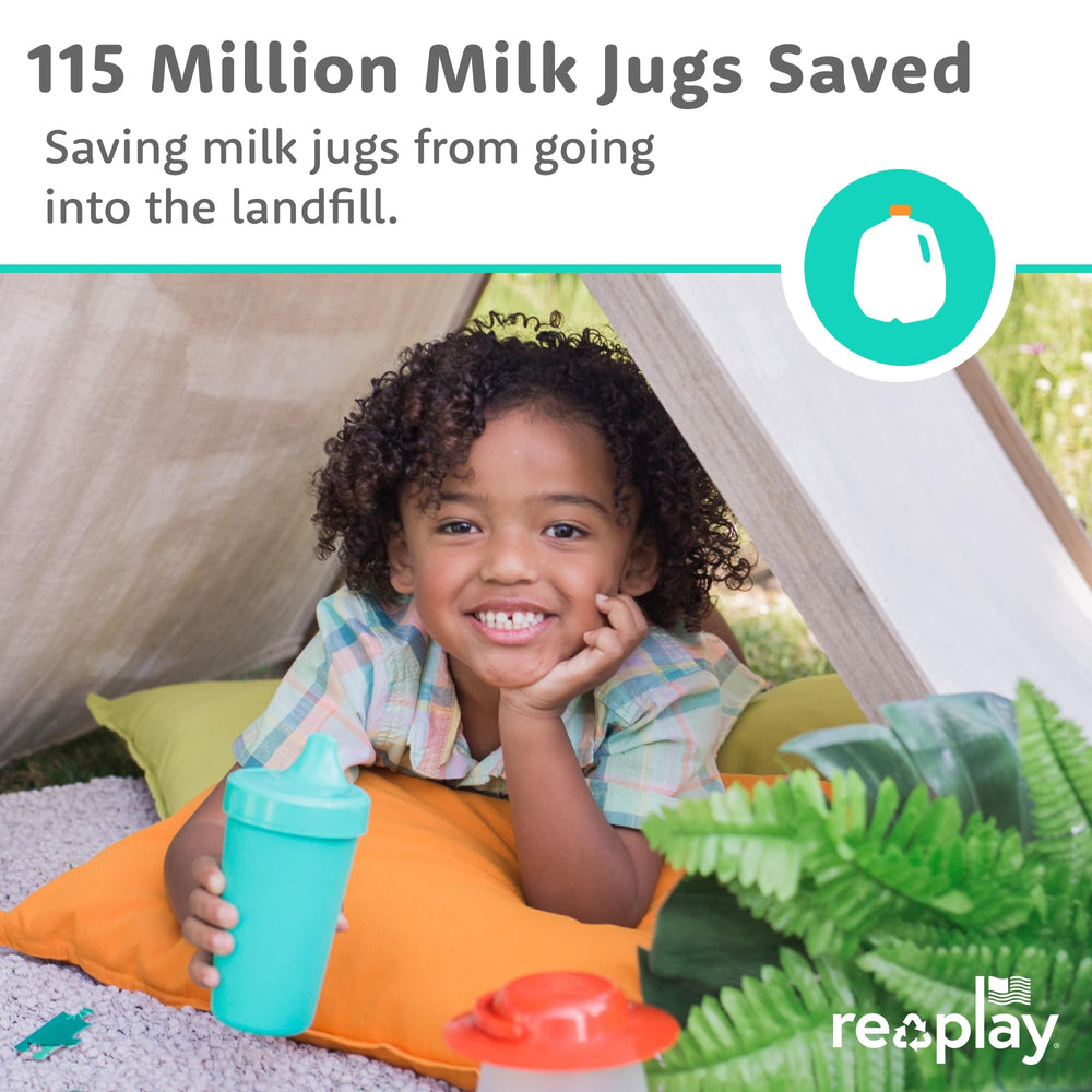 Re-Play made-in-USA cups crafted from recycled milk jugs support sustainability.