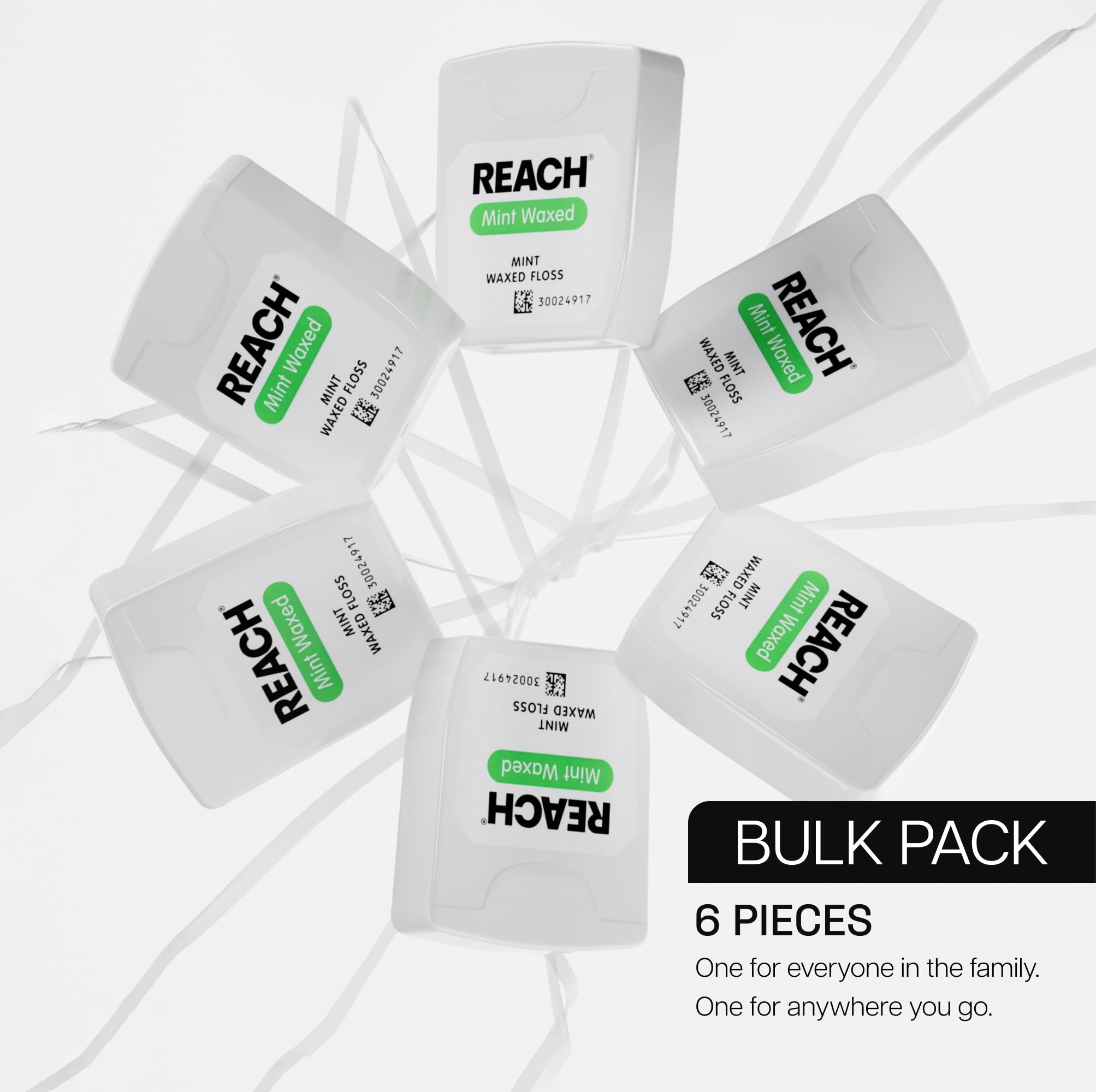 Dentist-recommended Reach brand floss for routine oral care.