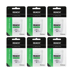Reach Mint Waxed floss 55 yards for smooth sliding between teeth.