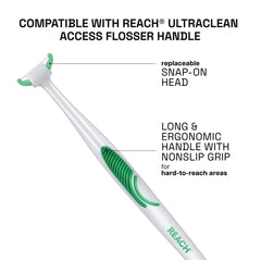Mint-flavored floss head demonstrating ease of replacement