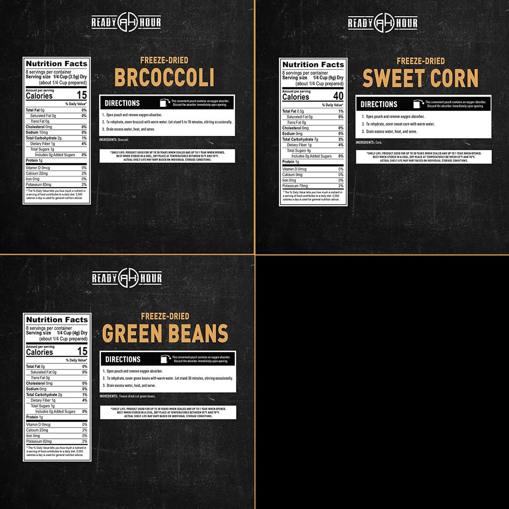 Ready Hour seven resealable pouches allow portion control and freshness.