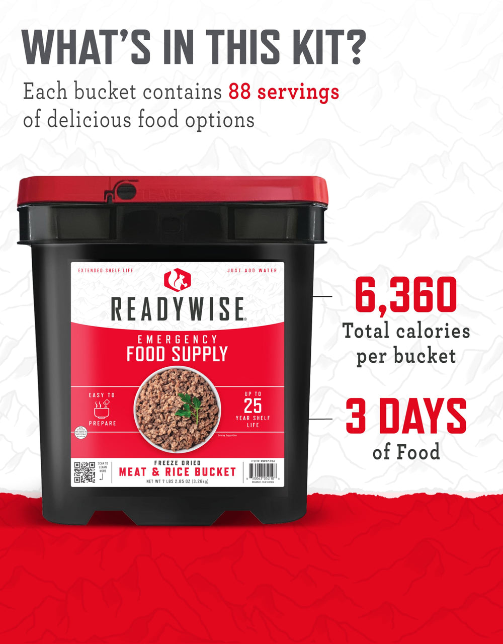 Rice and meat servings including chicken, beef, and sausage options