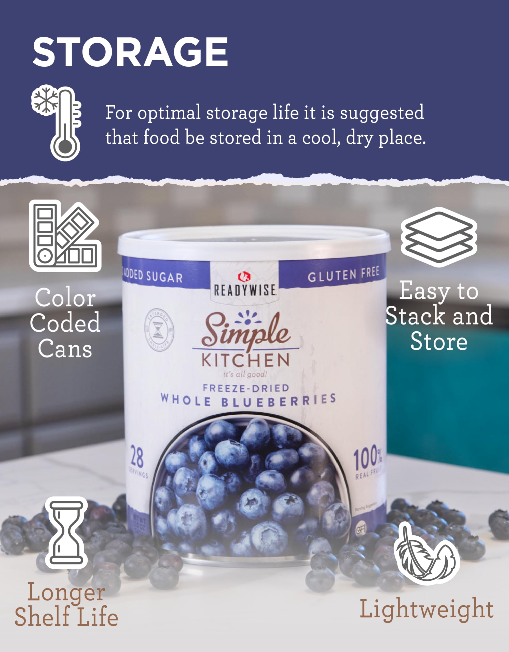 ReadyWise blueberries for school lunch, a satisfying, wholesome snack.