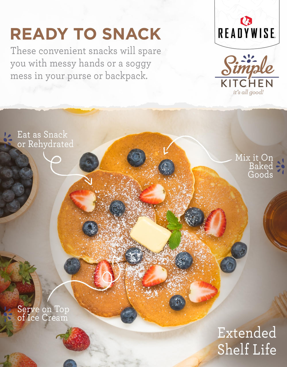 ReadyWise blueberries snack pack for quick, on-the-go fruit moments.