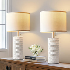 Reaketon bedside lamps with fabric shade delivering warm, eye-friendly lighting.