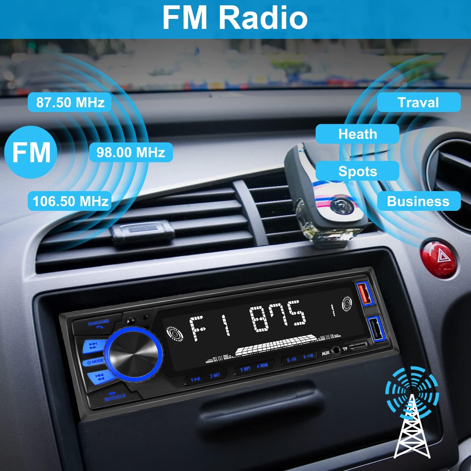 REAKOSOUND car radio seven LED colors for personalized interior ambiance