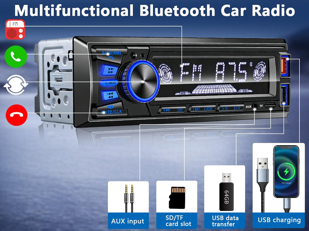 REAKOSOUND car radio SD card playback for convenient music storage
