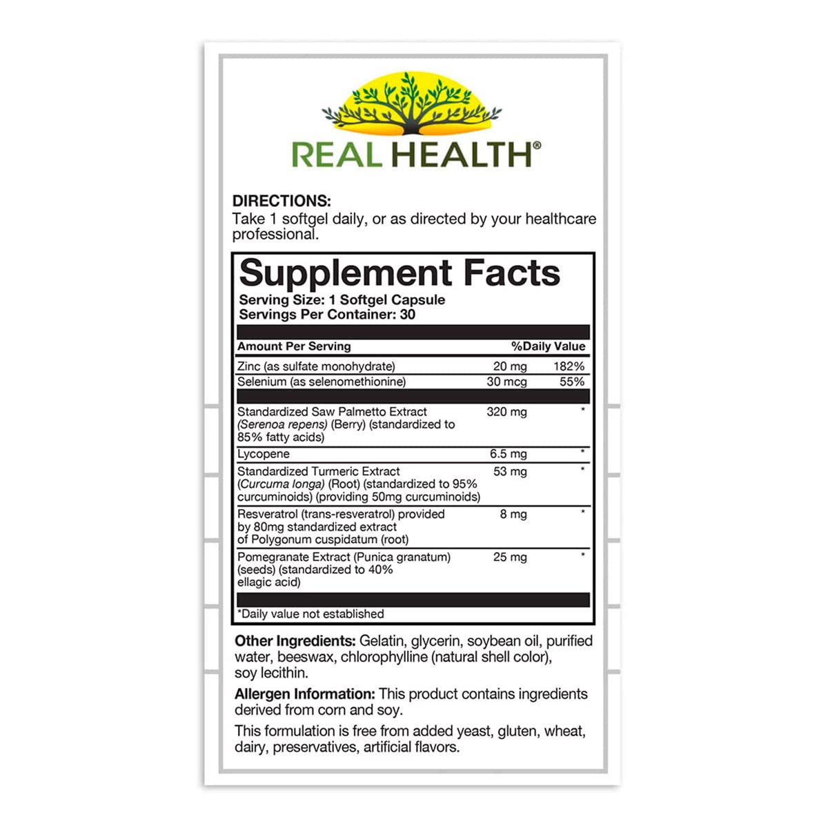 Real Health Prostate Complete pumpkin seed extract visible for micronutrient balance