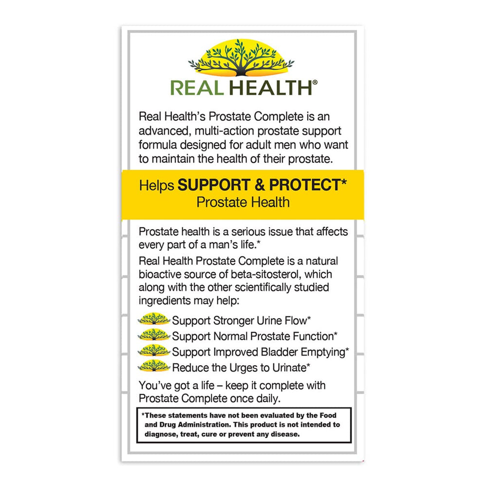 Real Health Prostate Complete selenium and zinc promote balanced minerals