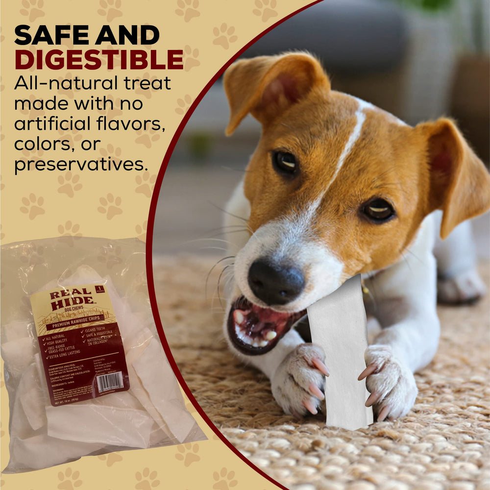 Real Hide grass-fed beef hide slices, single-sheet chew for dental support.