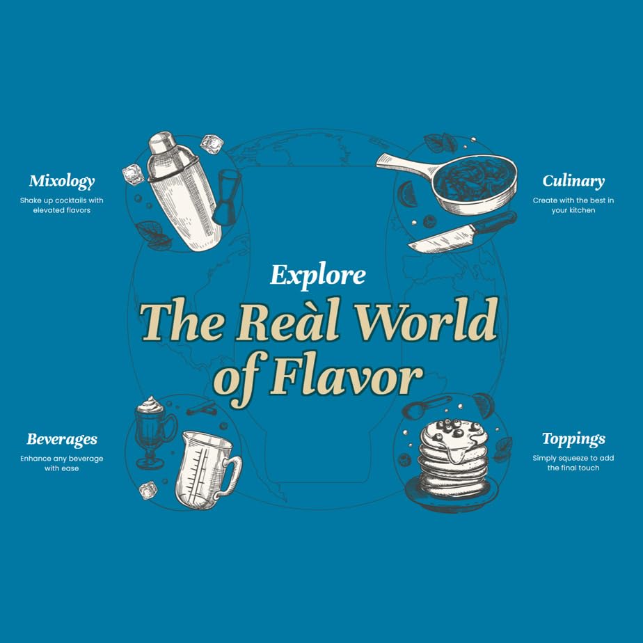 Reàl Infused Exotics pantry-ready shelf-stable syrups for anytime use