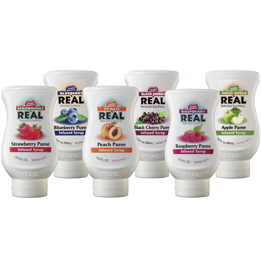 Reàl Infused Exotics strawberry syrup pack for true-to-taste flavor variety
