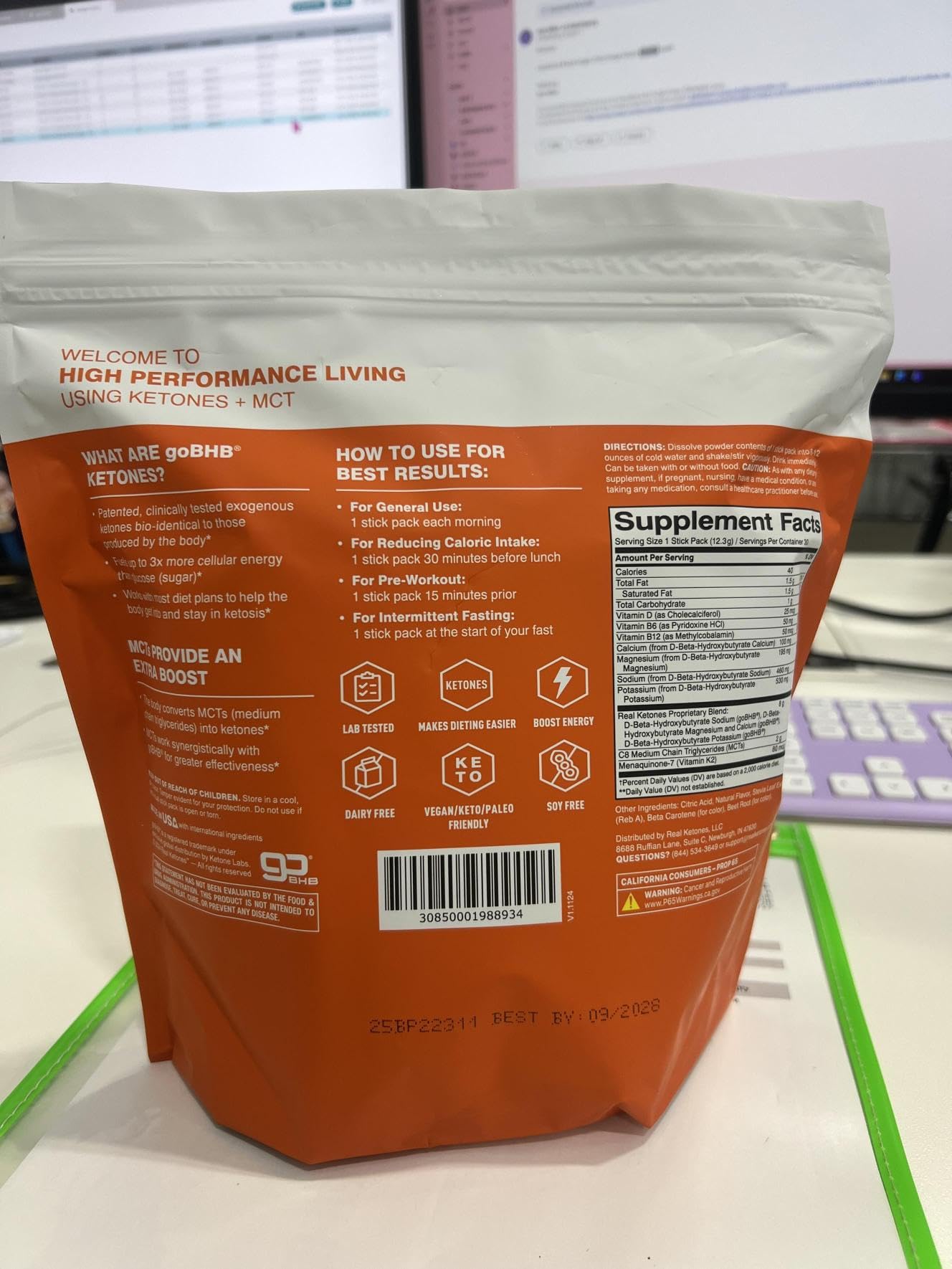 Real Ketones keto energy mix conveys quick readiness for workouts