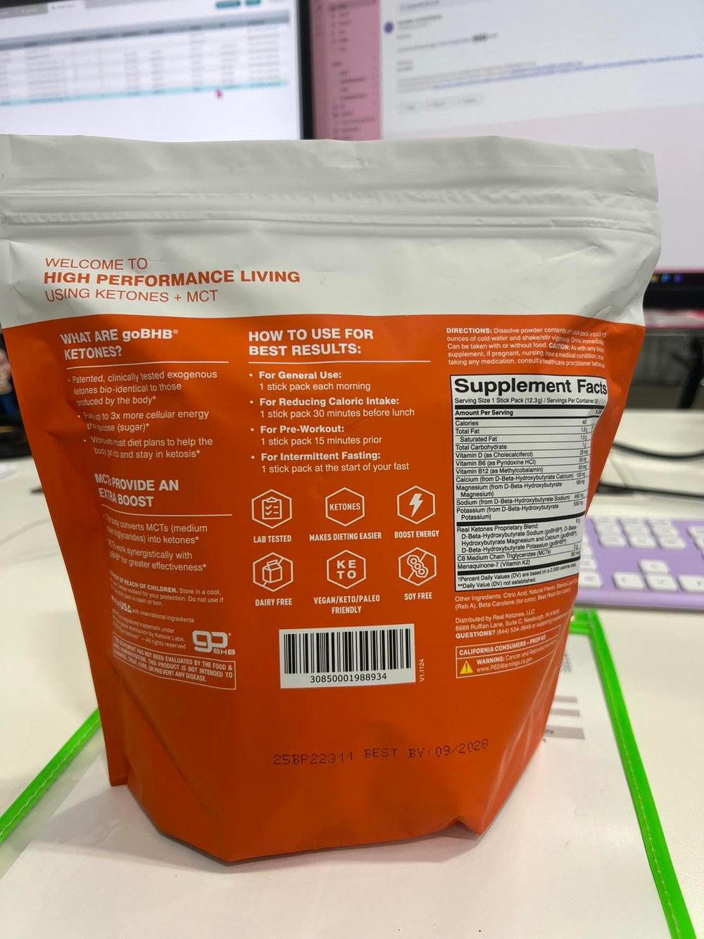 Real Ketones keto energy mix conveys quick readiness for workouts