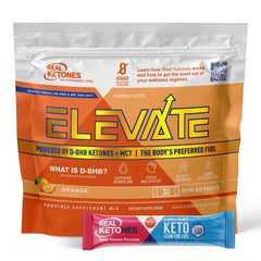 Real Ketones MCT BHB orange packets show convenient keto hydration with electrolytes