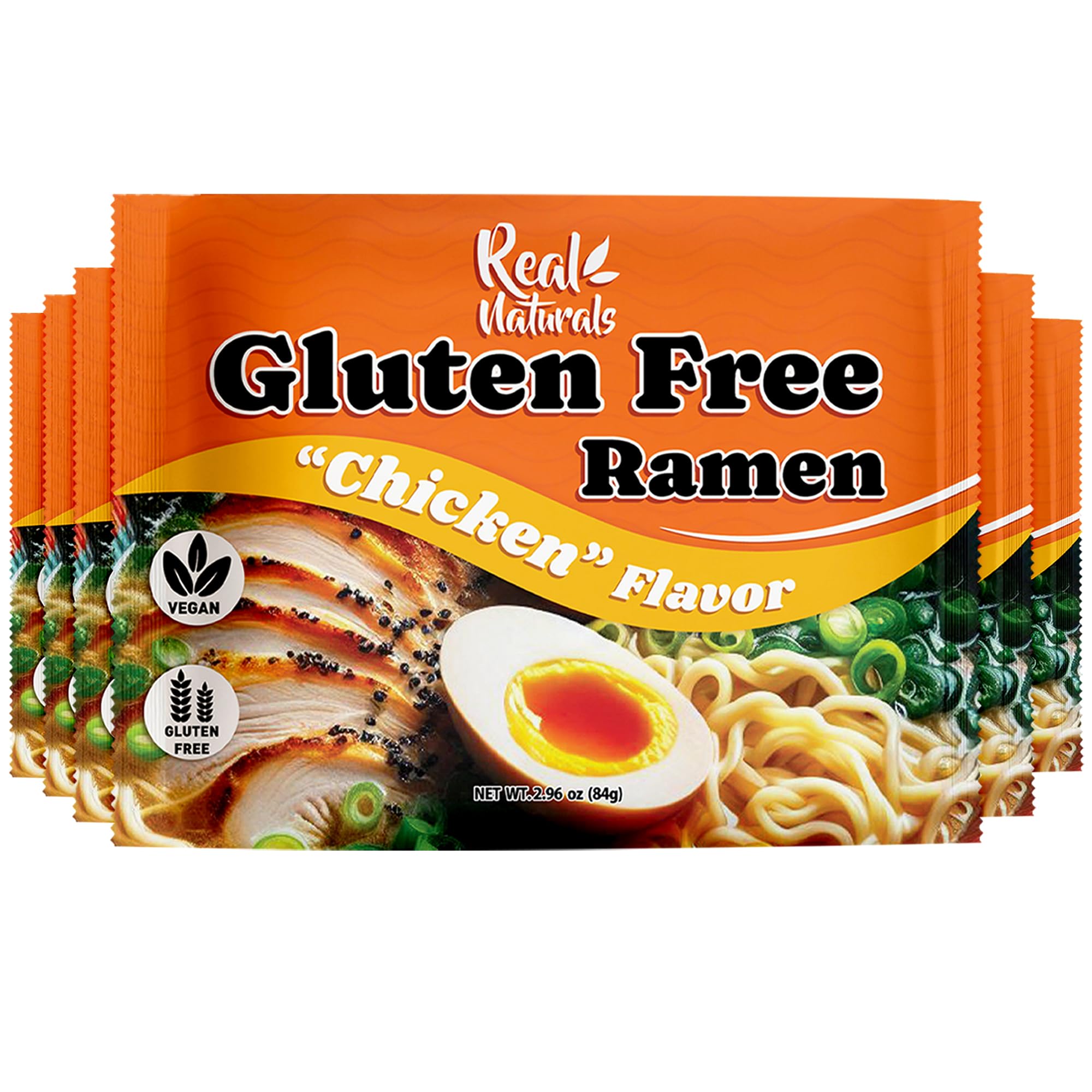 Real Naturals gluten-free chicken ramen pack for quick meals.