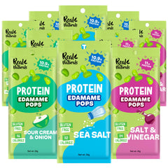 Real Naturals edamame sea salt pack showing crunchy texture for on-the-go protein