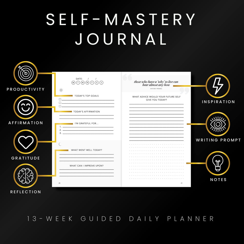 Realizations Self-Mastery Journal closeup shows smooth paper texture ideal for writing prompts.