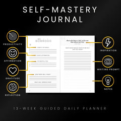 Realizations Self-Mastery Journal closeup shows smooth paper texture ideal for writing prompts.