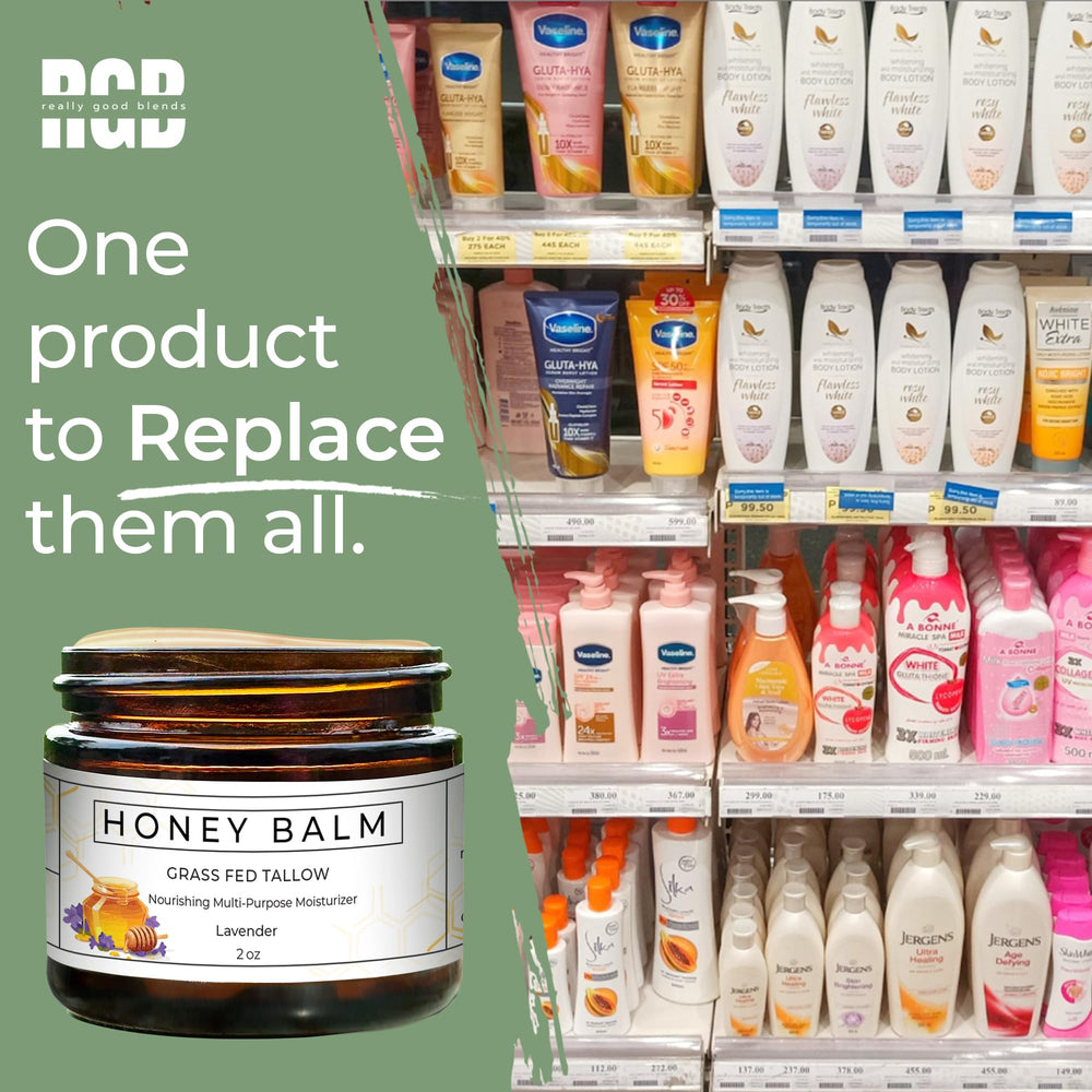 Hands applying Really Good Blends balm to dry skin for moisture.